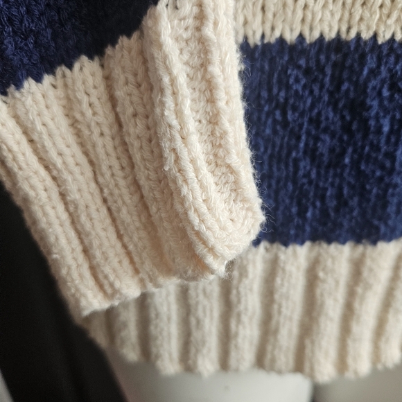 J CREW Twisted Stitch Stripe Pullover Sweater Navy Ivory Size S Nautical Preppy - Picture 5 of 13
